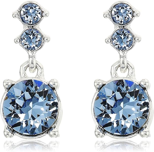 Nine West Women's Purple Necklace Earring Set Silver Tone