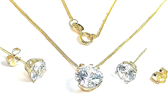 HANDMADE REAL18 karat Gold Diamond Womens Day gifts for her Necklaces SET Diamond Pendant Necklace and Earring SET for her SOLID 18K